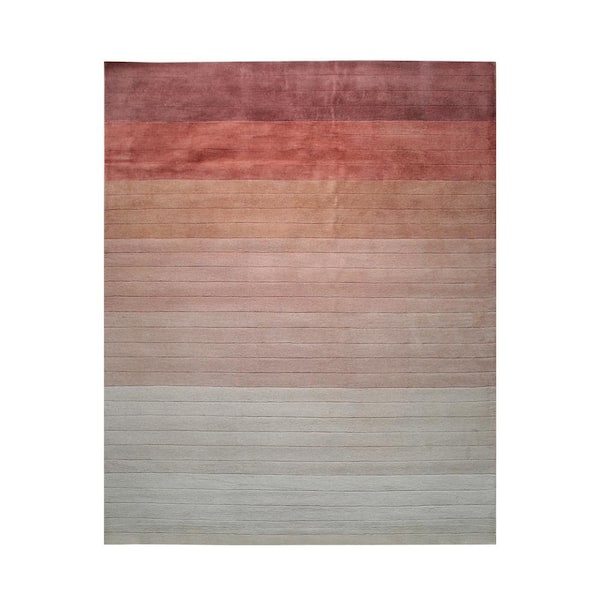 EORC Rust 8 ft. x 10 ft. Hand-Tufted Wool Contemporary Striped O'mbre Rug