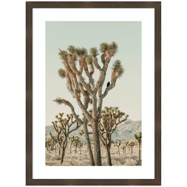 Woodgrain "Joshua Tree With Crow" by Alicia Bock Landscape Framed Art Print 34 in. x 25 in.