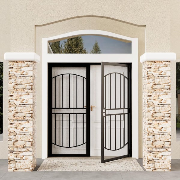 ARK DESIGN 72 in. x 80 in. Reversible Hinging Black Surface Steel