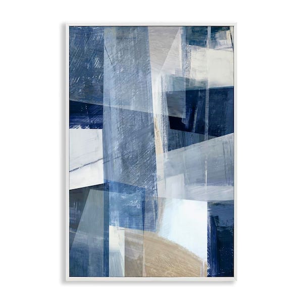 Stupell Industries Oblique Geometric Shapes by Hannah Dawson White Framed Abstract Giclee Art Print 24 in. x 16 in.