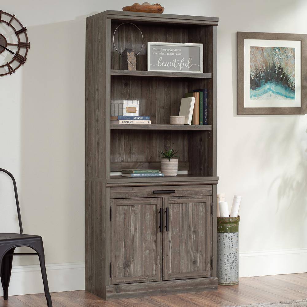 Pebble Pine Adjustable Brown MDF Library Hutch