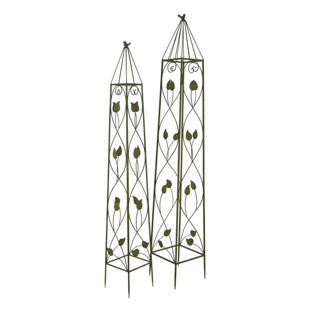 Kanye 63.75 in. Green Metal Leaf Details Vertical Plant Garden Trellis (Set of 2) price history on PriceWatchPro