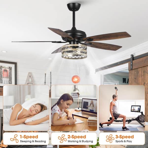 Parrot Uncle Toronto 52 in. Indoor Farmhouse Black LED Smart