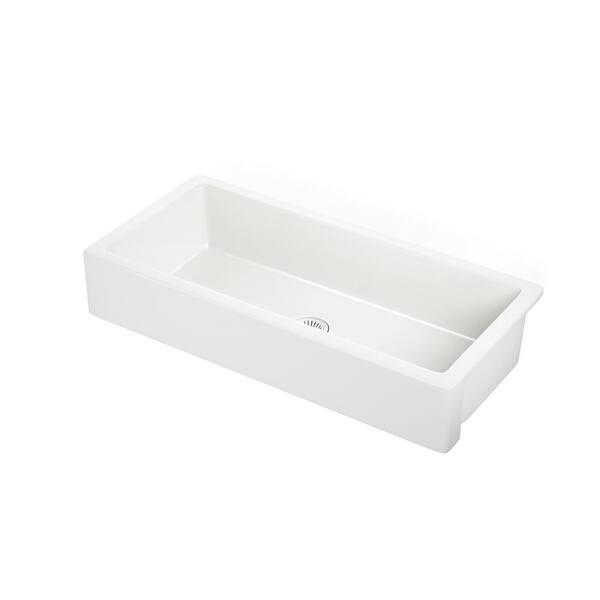 Unbranded 37 in Farmhouse Apron Front Single Bowl Ceramic Kitchen Sink with Accessories