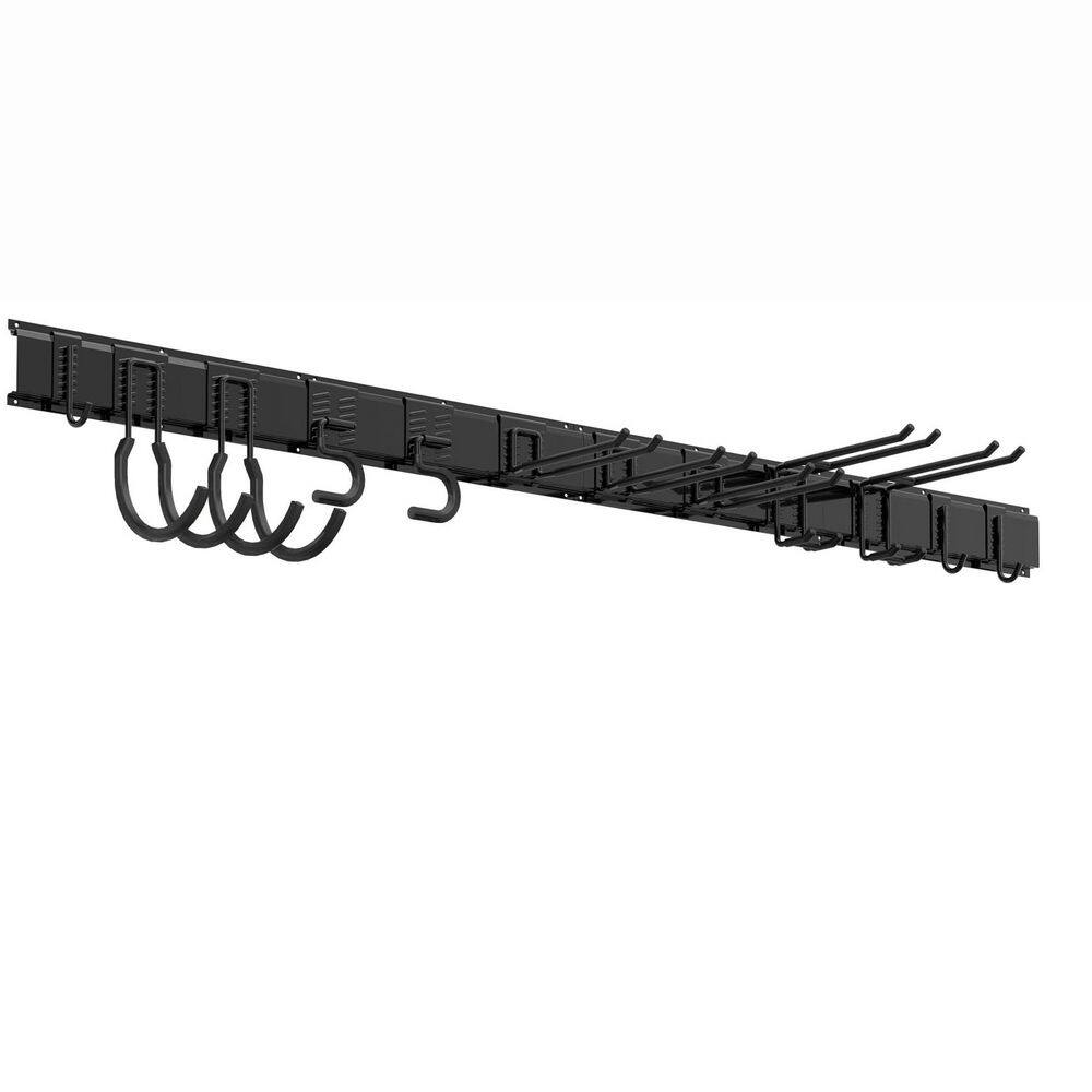 Heavy Duty Garage Storage Organizer 68 in. Black Powder-Coated Steel Wall Rack with 12 Double Hooks, 4 Rails price history on PriceWatchPro
