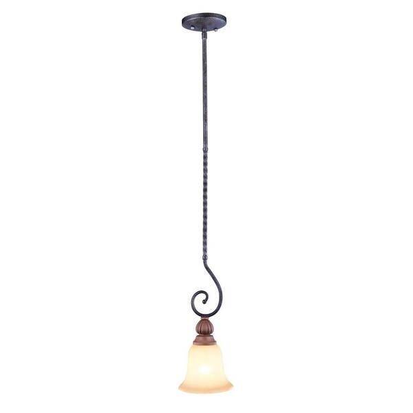 World Imports Elysia Collection Antiqued Gold Pendant with Elegant Iridescent Amber Glass Shade