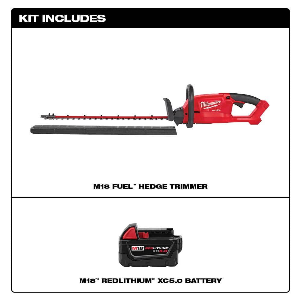 M18 FUEL 18V Lithium-Ion Brushless Cordless Hedge Trimmer W/ M18 5.0Ah Battery - 1