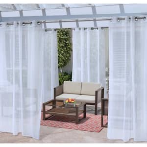 No Se'em 50 in. W x 96 in. L White Sheer Grommet Indoor and Outdoor Curtain Panel
