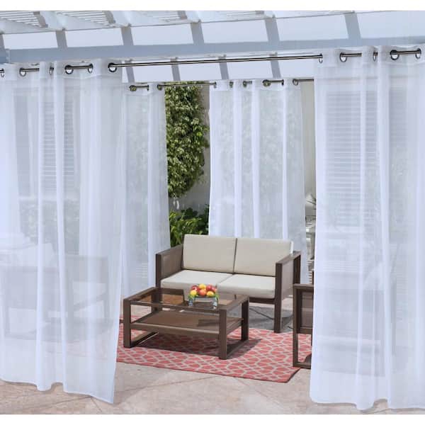 Unbranded No Se'em 50 in. W x 96 in. L White Sheer Grommet Indoor and Outdoor Curtain Panel