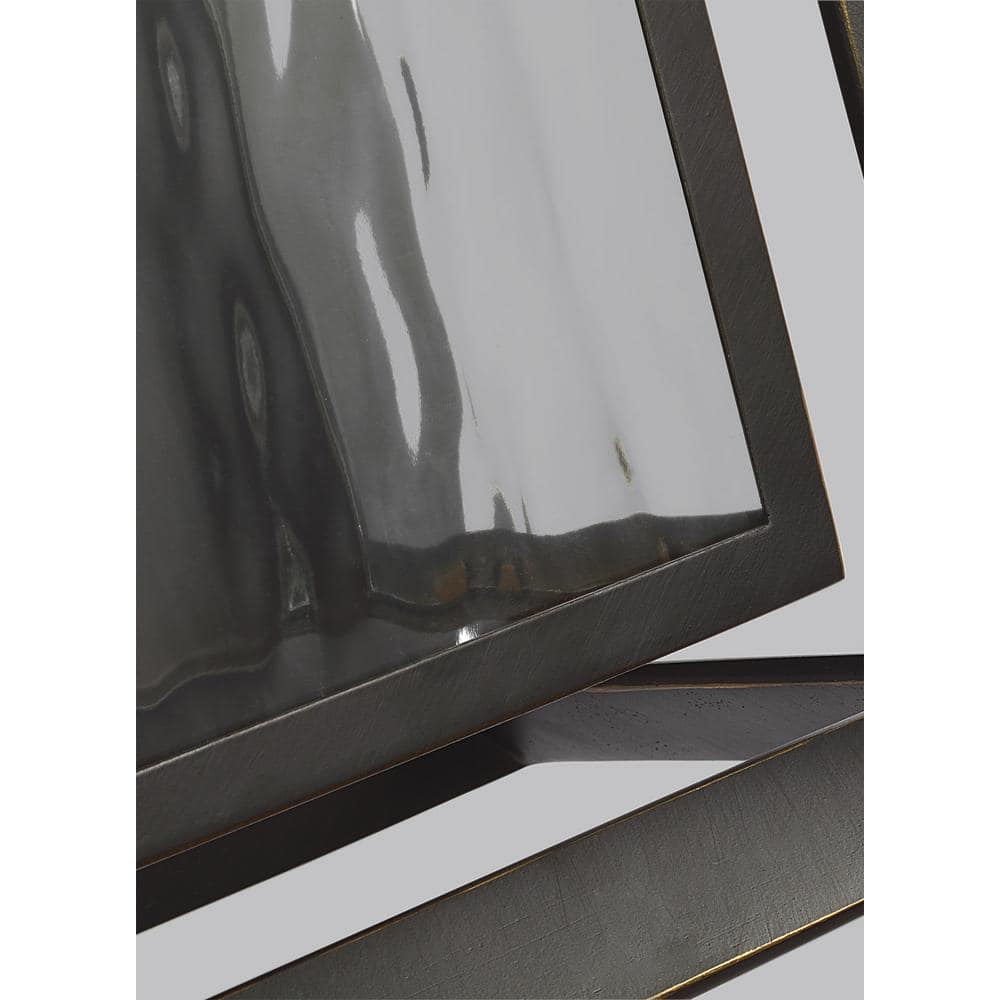 Antique Bronze Rectangular Lantern with Wavy Glass and Dimmable LED