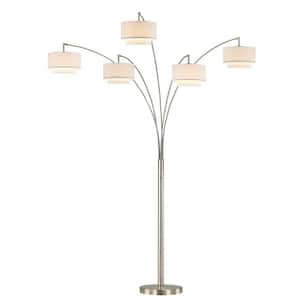 Evita 81 in. Brushed Steel LED Tree Arched Floor Lamp with Dimmer