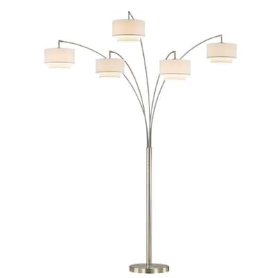 Evita 81 in. Brushed Steel LED Tree Arched Floor Lamp with Dimmer