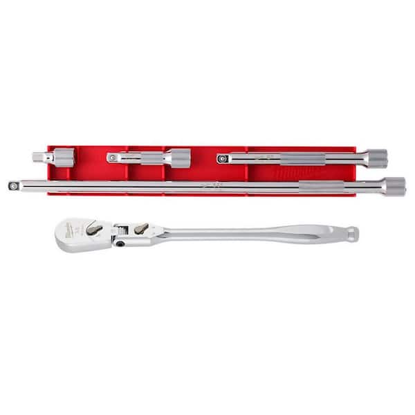 Milwaukee 3/8 in. Drive 12 in. Flex Head Ratchet with 3/8 in. Drive Extension Set (5-Piece)