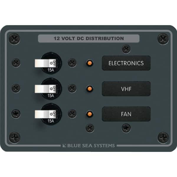 Blue Sea Systems Traditional Metal DC Circuit Breaker Panel - 3 Positions