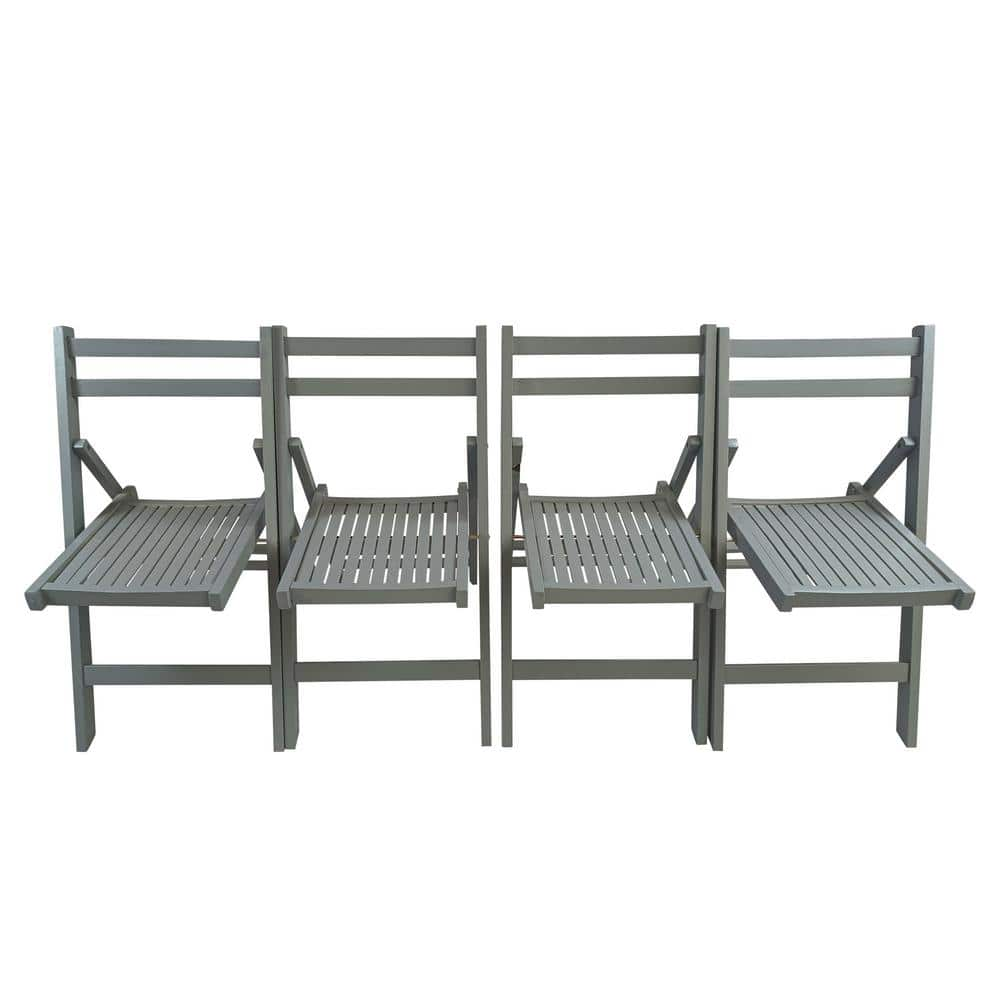 Outdoor Gray Slatted Wood Folding Special Lawn Chair Set Of 4 CX67LC   Gray Lawn Chairs Cx67lc Gy 64 1000 