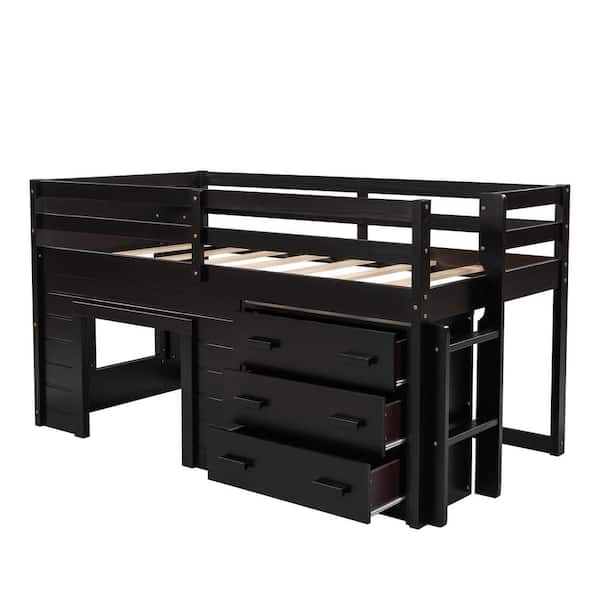 JASMODER 42.5 in. W Dark Wood Twin Frame Platform Bed