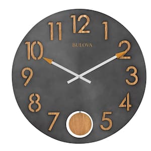 Bronze 19 in. wall clock with pendulum