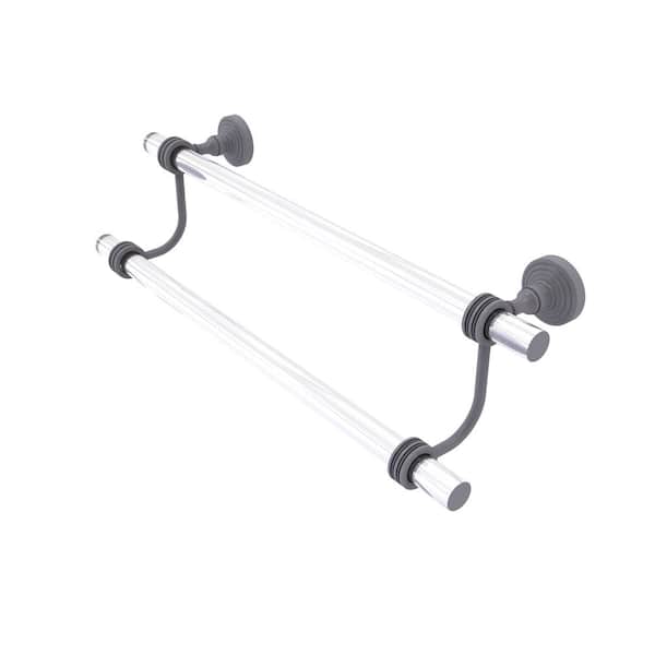 Allied Brass Pacific Grove Collection 36 in. Wall Mounted Double Towel Bar with Dotted Accents in Matte Gray
