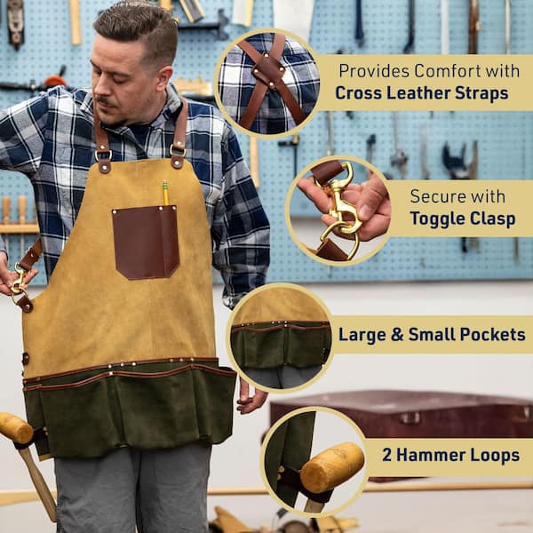 KINGS COUNTY TOOLS Suede and Leather Shop Apron GW15A02-57 - The
