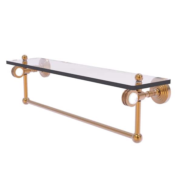 Allied Brass Pacific Grove 22 in. W x 6.4  in. H x 5.13 D Glass Rectangular Shelf in Brushed Bronze with Towel Bar and Dotted Accents