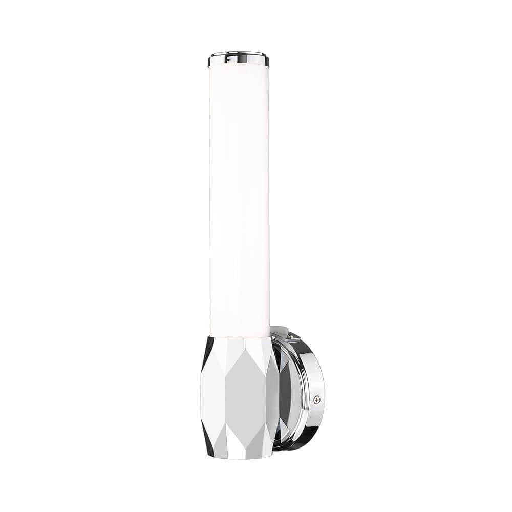 Cooper 4.75 in. 1-Light Chrome Integrated LED Wall Sconce with Frosted Plas