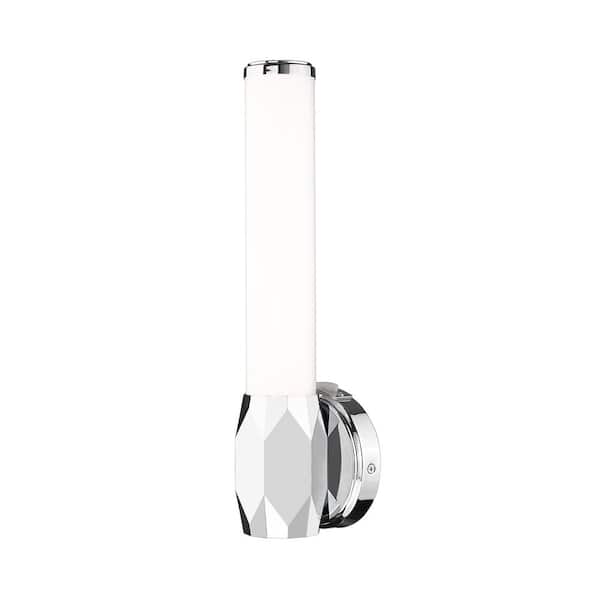 Unbranded Cooper 4.75 in. 1-Light Chrome Integrated LED Wall Sconce with Frosted Plastic Shade