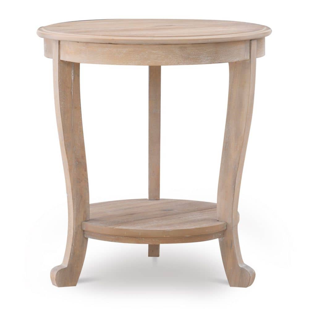 Whither 22 in. Natural Round Wood End Table with Shelf - thumbnail 10