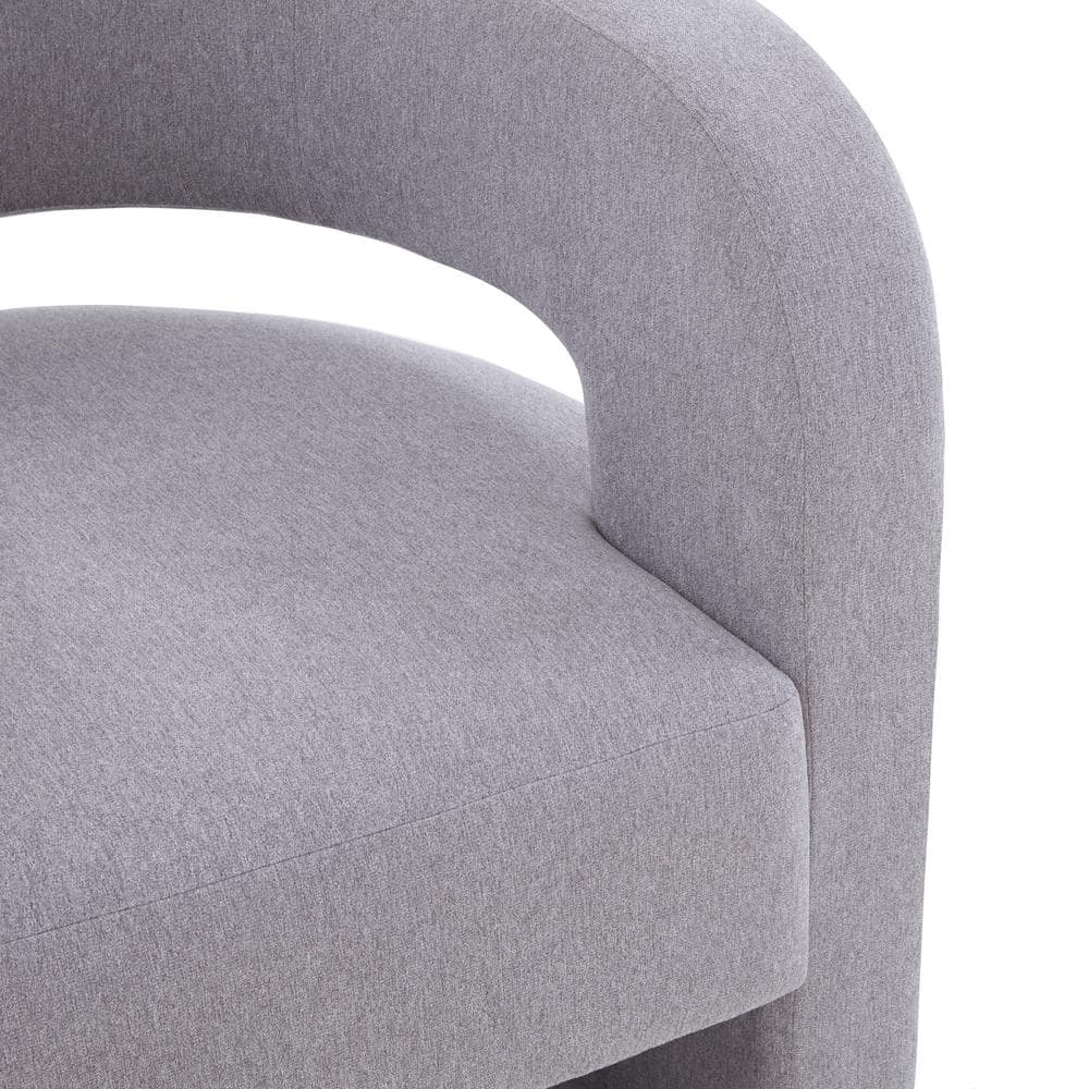 Anissa Light Grey Velvet Barrel Accent Chair with Wood Base