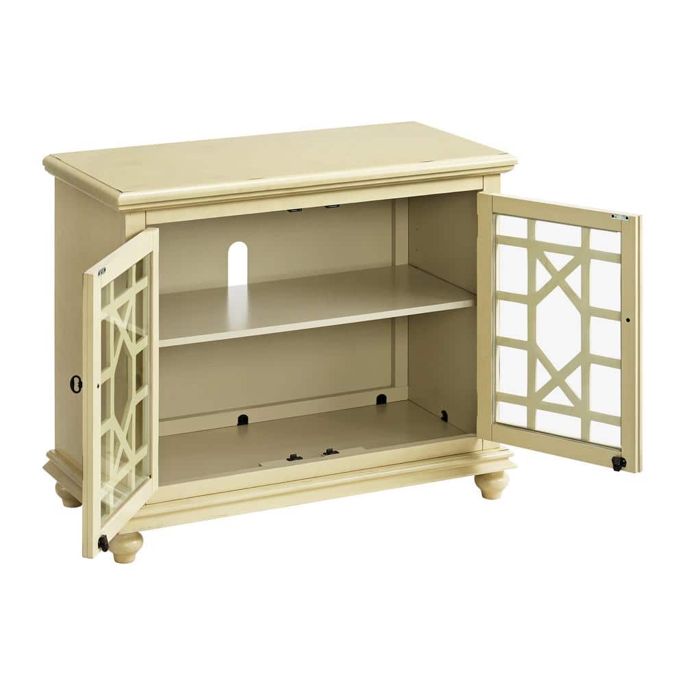 Antique White Traditional Small Spaces TV Stand with Cabinet