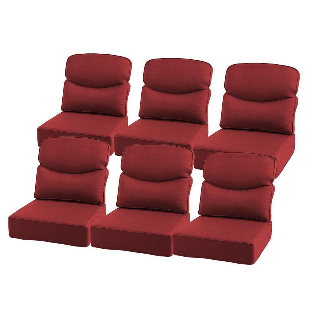 22 in. x 24 in. x 6 in. 12-Piece Olefin Deep Thick Outdoor Lounge Chair Sofa Replacement Seat & Back Cushion Set in Red price history on PriceWatchPro