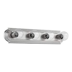 Traditional 24 in. W  4-Lights Satin Nickel Vanity Light with exposed bulbs