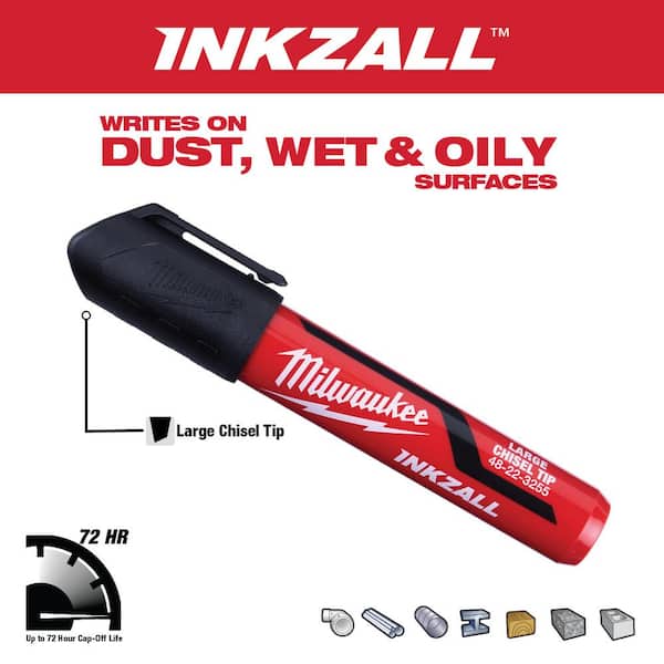 Bomgaars : Milwaukee Tool INKZALL™ Extra Large Chisel Tip Black Marker :  Markers