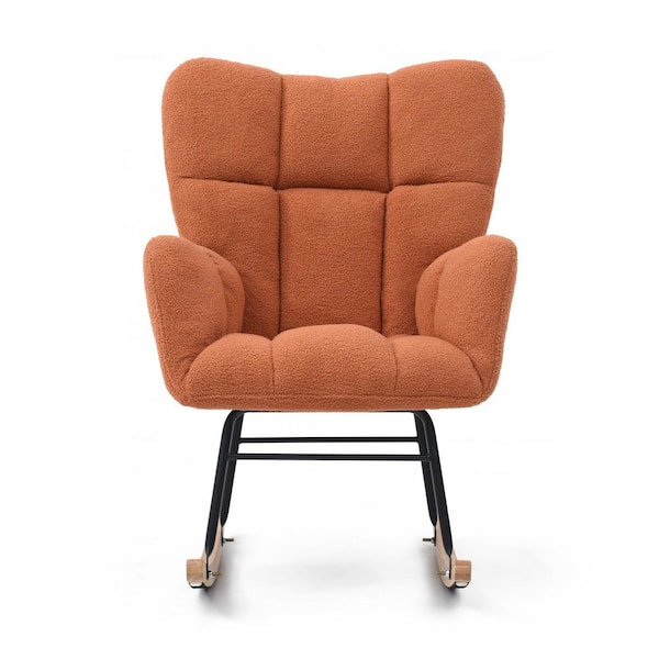 Metal Outdoor Rocking Chair Teddy Upholstered Glider Rocker Rocking ...