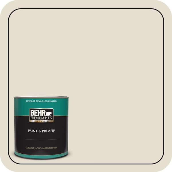 BEHR PREMIUM PLUS 1 qt. #750C-2 Hazelnut Cream Semi-Gloss Enamel Exterior Paint & Primer