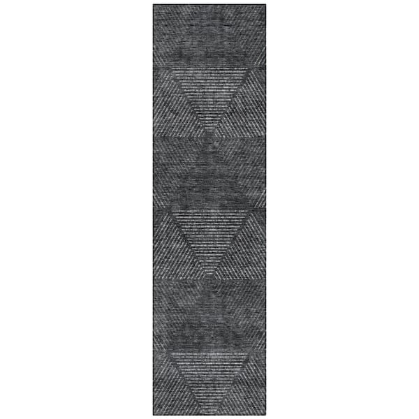 Chantille Machine Washable Indoor/Outdoor Abstract ACN777 Charcoal 2 ft. 3 in. x 7 ft. 6 in. Area Rug