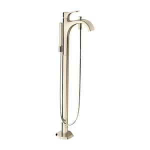 Locarno 1-Handle Floor Mount Freestanding Tub Faucet with Hand Shower in Brushed Nickel Valve Not Included