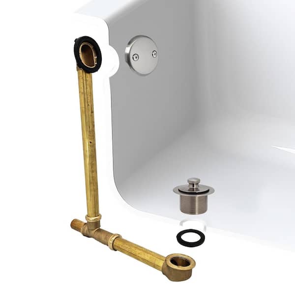 Westbrass Above Floor Overflow with Twist and Close Trim and 2-Hole Overflow Cover, Satin Nickel