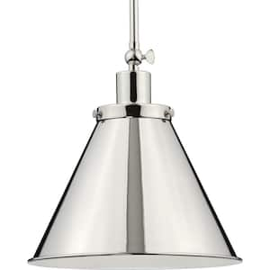 Hinton Collection 1-Light Polished Nickel Vintage Pendant Hanging Light