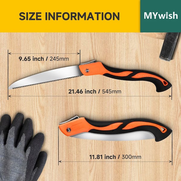 MYWISH 9.65 in. Folding Pruning Saw, Heavy Duty Folding Hand Saw