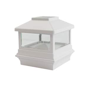 Pyramid Led Deckorators Omni 4. in x 4 in. White Plastic Pyramid Solar LED Post Cap ...