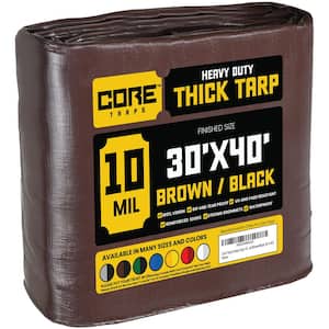 30 ft. x 40 ft. Brown/Black 10 Mil Heavy Duty Polyethylene Tarp, Waterproof, UV Resistant, Rip and Tear Proof