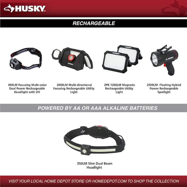 Husky Husky 2-Pack 1200 Lumens Rechargeable Magnetic Utility Light