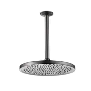 1-Spray Patterns with 10.2 in. 2.5 GPM in Ceiling Mount Fixed Shower Head in Gunmetal