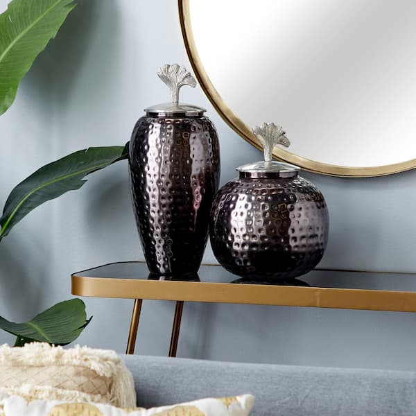 Litton Lane Bronze Metal Modern Decorative Jar (Set of 2)