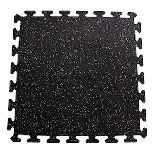 Black with Gray Speck 24 in. x 24 in. Interlocking Recycled Rubber Floor Tiles (24 sq. ft.)
