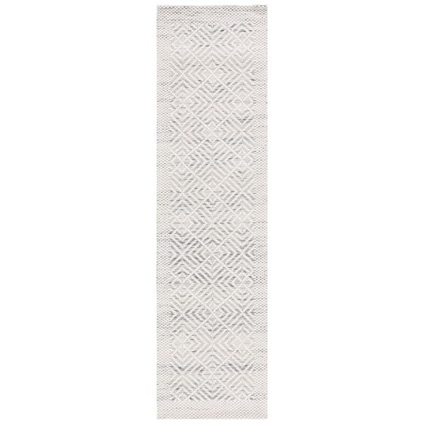 SAFAVIEH Marbella Collection Ivory Black 2 ft. x 9 ft. Geometric Plaid Runner Rug