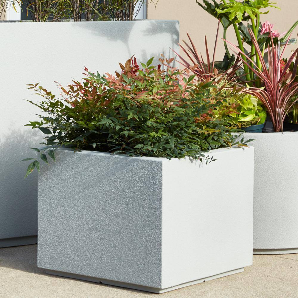 Gray Granite Square Polymer Outdoor Planter Box