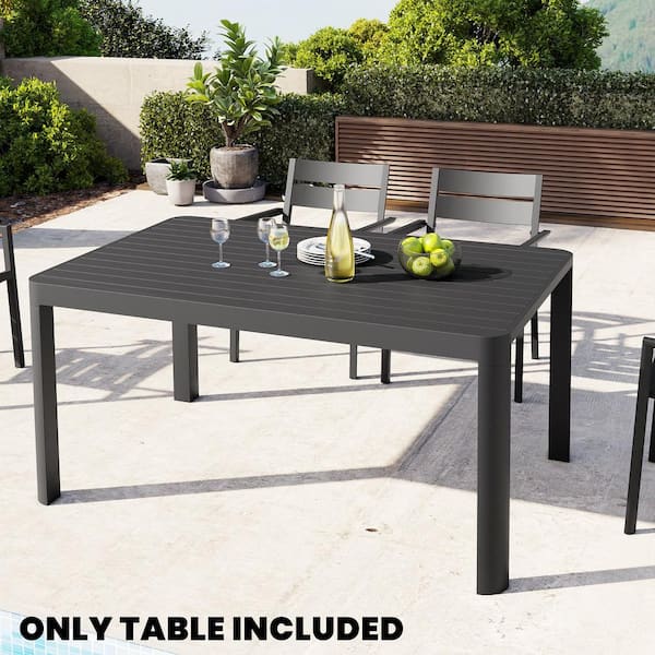 Crestlive Products 58.66 in. Dark Gray Expandable Aluminum Outdoor Patio Dining Table