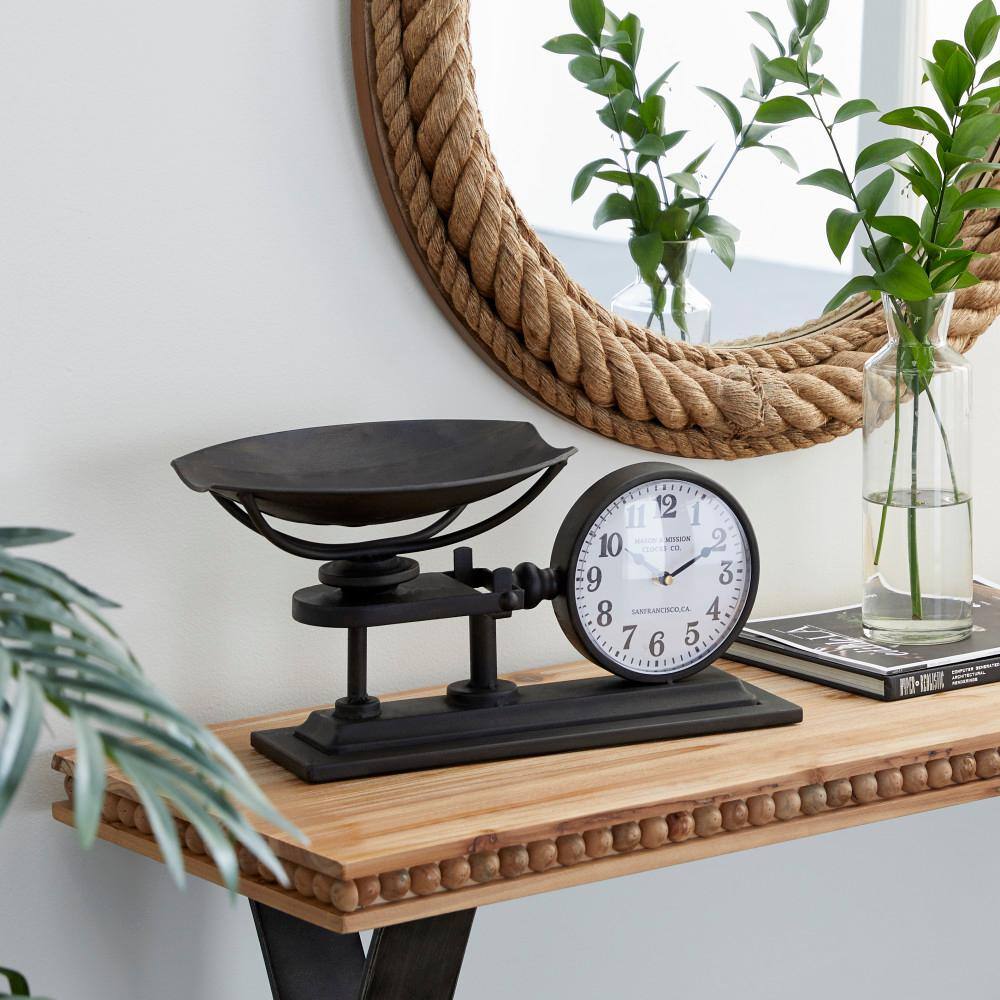 Vintage Black Metal Analog Tabletop Scale Clock