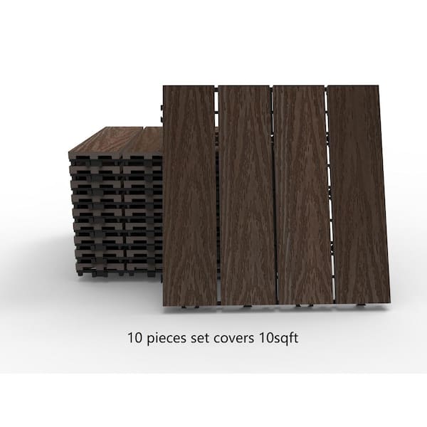 Veranda 10-Piece 1 ft. x 1 ft. Quick Deck Outdoor Composite Deck Tile in Brazilian Ipe